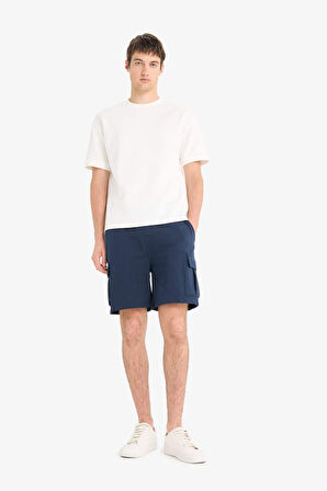 Regular Fit Beli Bağcıklı Kargo Cepli Şort