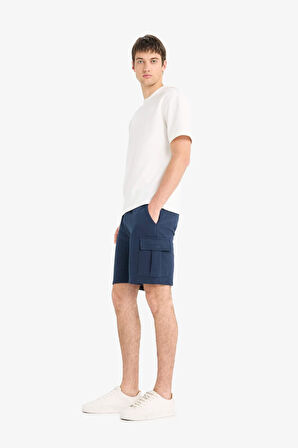 Regular Fit Beli Bağcıklı Kargo Cepli Şort