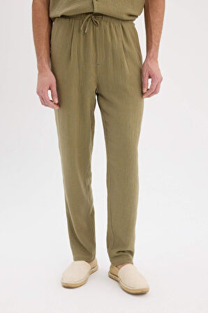 DeFacto %100 Pamuk Relax Fit Rahat Kesim Yazlık Müslin Kısa Paça Pamuklu Jogger Pantolon D6144AX25SMKH436