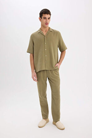 DeFacto %100 Pamuk Relax Fit Rahat Kesim Yazlık Müslin Kısa Paça Pamuklu Jogger Pantolon D6144AX25SMKH436