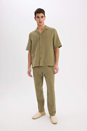 DeFacto %100 Pamuk Relax Fit Rahat Kesim Yazlık Müslin Kısa Paça Pamuklu Jogger Pantolon D6144AX25SMKH436