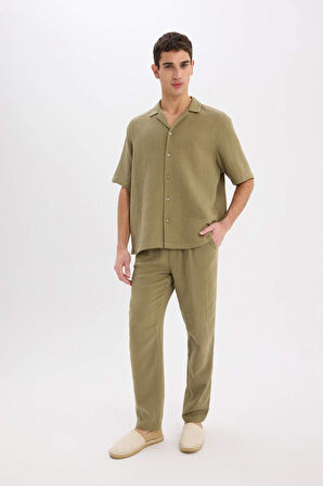 DeFacto %100 Pamuk Relax Fit Rahat Kesim Yazlık Müslin Kısa Paça Pamuklu Jogger Pantolon D6144AX25SMKH436