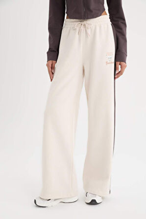 DeFactoFit NBA Chicago Bulls Eşofman Altı Wide Leg Geniş Bol Paça Standart Boy 