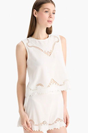 Regular Fit Pamuklu Kolsuz Üst-Fall in Love 