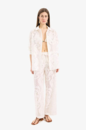 Regular Fit Dantel Detaylı Plaj Gömleği-Fall in Love