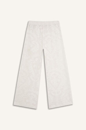  Dantelli Esnek Belli Beyaz Plaj Pantolonu-Fall in Love