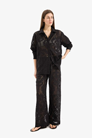  Dantelli Esnek Belli Beyaz Plaj Pantolonu-Fall in Love