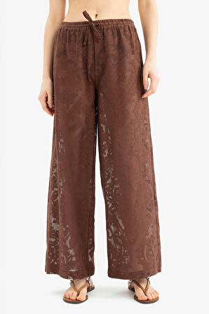  Dantelli Esnek Belli Beyaz Plaj Pantolonu-Fall in Love