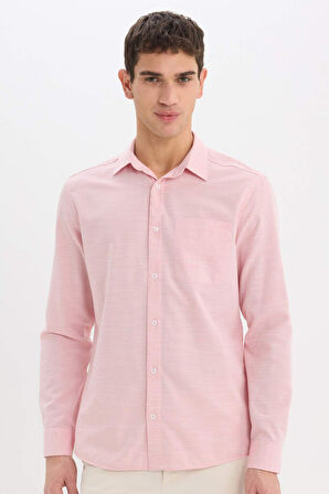 Modern Fit Polo Yaka Basic Düz Uzun Kollu Gömlek