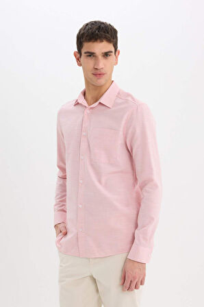 Modern Fit Polo Yaka Basic Düz Uzun Kollu Gömlek