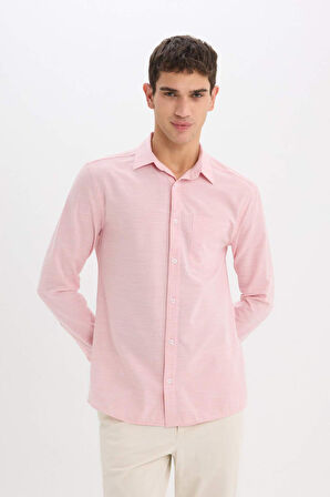 Modern Fit Polo Yaka Basic Düz Uzun Kollu Gömlek