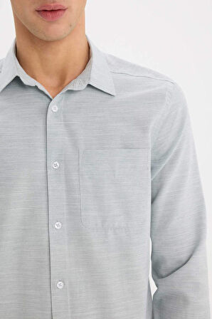 Modern Fit Polo Yaka Basic Düz Uzun Kollu Gömlek