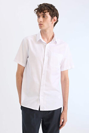 Modern Fit Polo Yaka Basic Düz Kısa Kollu Gömlek