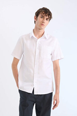 Modern Fit Polo Yaka Basic Düz Kısa Kollu Gömlek