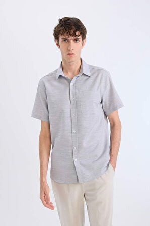 Modern Fit Polo Yaka Basic Düz Kısa Kollu Gömlek