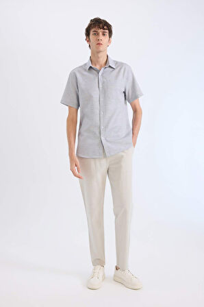 Modern Fit Polo Yaka Basic Düz Kısa Kollu Gömlek