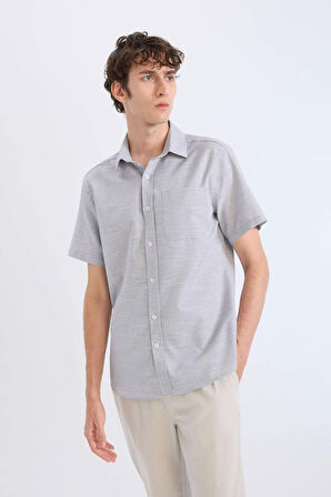Modern Fit Polo Yaka Basic Düz Kısa Kollu Gömlek
