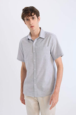 Modern Fit Polo Yaka Basic Düz Kısa Kollu Gömlek