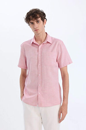 Modern Fit Polo Yaka Basic Düz Kısa Kollu Gömlek