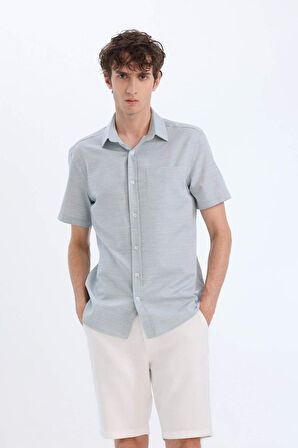 Modern Fit Polo Yaka Basic Düz Kısa Kollu Gömlek