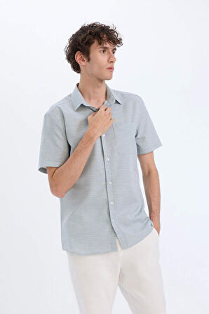 Modern Fit Polo Yaka Basic Düz Kısa Kollu Gömlek