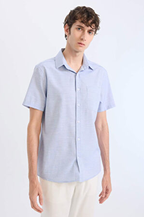 Modern Fit Polo Yaka Basic Düz Kısa Kollu Gömlek