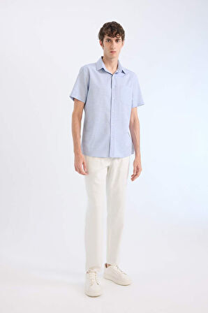 Modern Fit Polo Yaka Basic Düz Kısa Kollu Gömlek