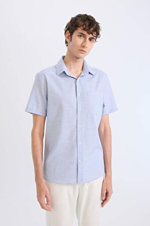 Modern Fit Polo Yaka Basic Düz Kısa Kollu Gömlek