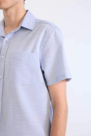 Modern Fit Polo Yaka Basic Düz Kısa Kollu Gömlek