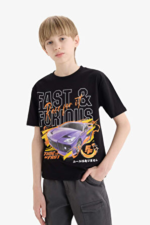 DeFacto Erkek Çocuk Fast & Furious Bisiklet Yaka Kısa Kollu Tişört E3121A825SMBK81