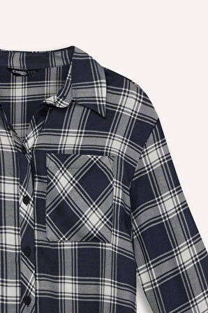 DeFacto Coool Oversize Geniş Kalıp Kareli Flanel Uzun Kollu Gömlek E4593AX25SPNV241