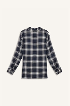 DeFacto Coool Oversize Geniş Kalıp Kareli Flanel Uzun Kollu Gömlek E4593AX25SPNV241