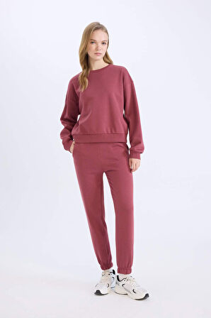 Regular Fit 2'li Takım Kalın Bisiklet Yaka Sweatshirt Esnek Belli Jogger Eşofman Altı