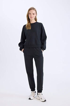 Regular Fit 2'li Takım Kalın Bisiklet Yaka Sweatshirt Esnek Belli Jogger Eşofman Altı