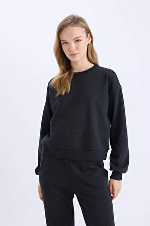 Regular Fit 2'li Takım Kalın Bisiklet Yaka Sweatshirt Esnek Belli Jogger Eşofman Altı