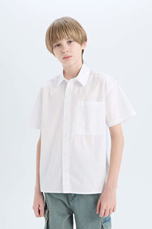 DeFacto Erkek Çocuk Oversize Geniş Kalıp Polo Yaka Paraşüt Kısa Kollu Gömlek E1588A825HSWT34