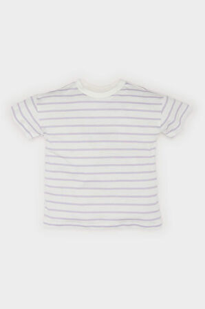 DeFacto Kız Bebek Bisiklet Yaka Çizgili Kısa Kollu Tişört E5415A525SMER105