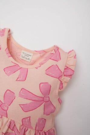 Kız Bebek Çiçek Desenli Kısa Kollu Elbise