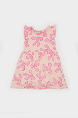 Kız Bebek Çiçek Desenli Kısa Kollu Elbise