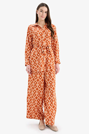 Wide Leg Geniş Bol Paça Desenli Viskon Pantolon 