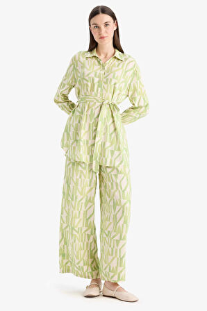 Wide Leg Geniş Bol Paça Desenli Viskon Pantolon 