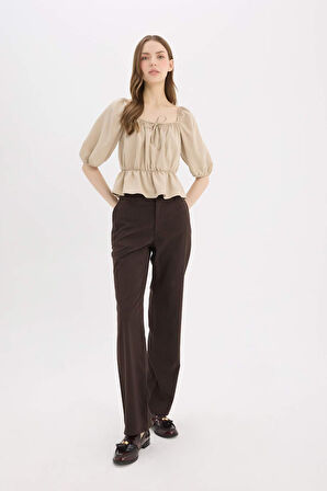DeFacto Straight Fit Kumaş Pantolon Çift Cepli Normal Bel Standart Boy E4660AX25SPBN466
