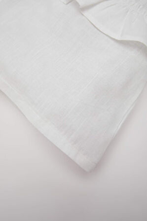 DeFacto Kız Bebek Bisiklet Yaka Flamlı Poplin Kısa Kollu Bluz E2849A525SMWT32