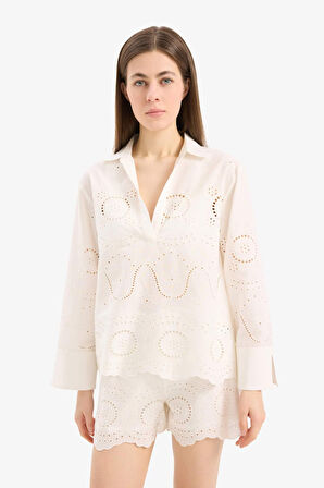 -Fall in Love Regular Fit Brode Plaj Gömleği