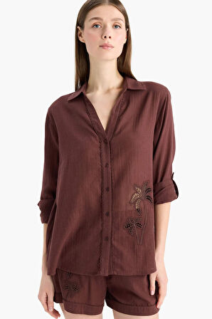 Regular Fit Müslin Plaj Gömleği