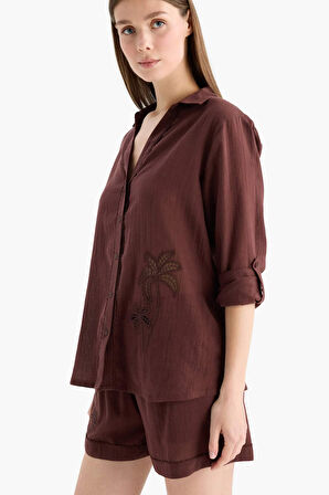 Regular Fit Müslin Plaj Gömleği