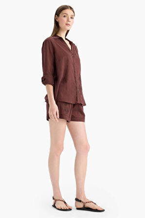 Regular Fit Müslin Plaj Şortu-Fall in Love