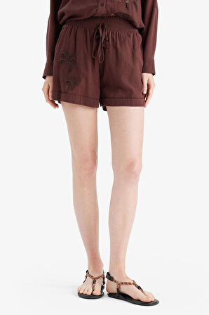 Regular Fit Müslin Plaj Şortu-Fall in Love