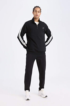 DeFactoFit Standart Fit Dik Yaka Fermuarlı Sporcu Sweatshirt D1953AX24AUBK81