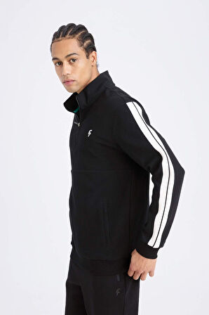 DeFactoFit Standart Fit Dik Yaka Fermuarlı Sporcu Sweatshirt D1953AX24AUBK81